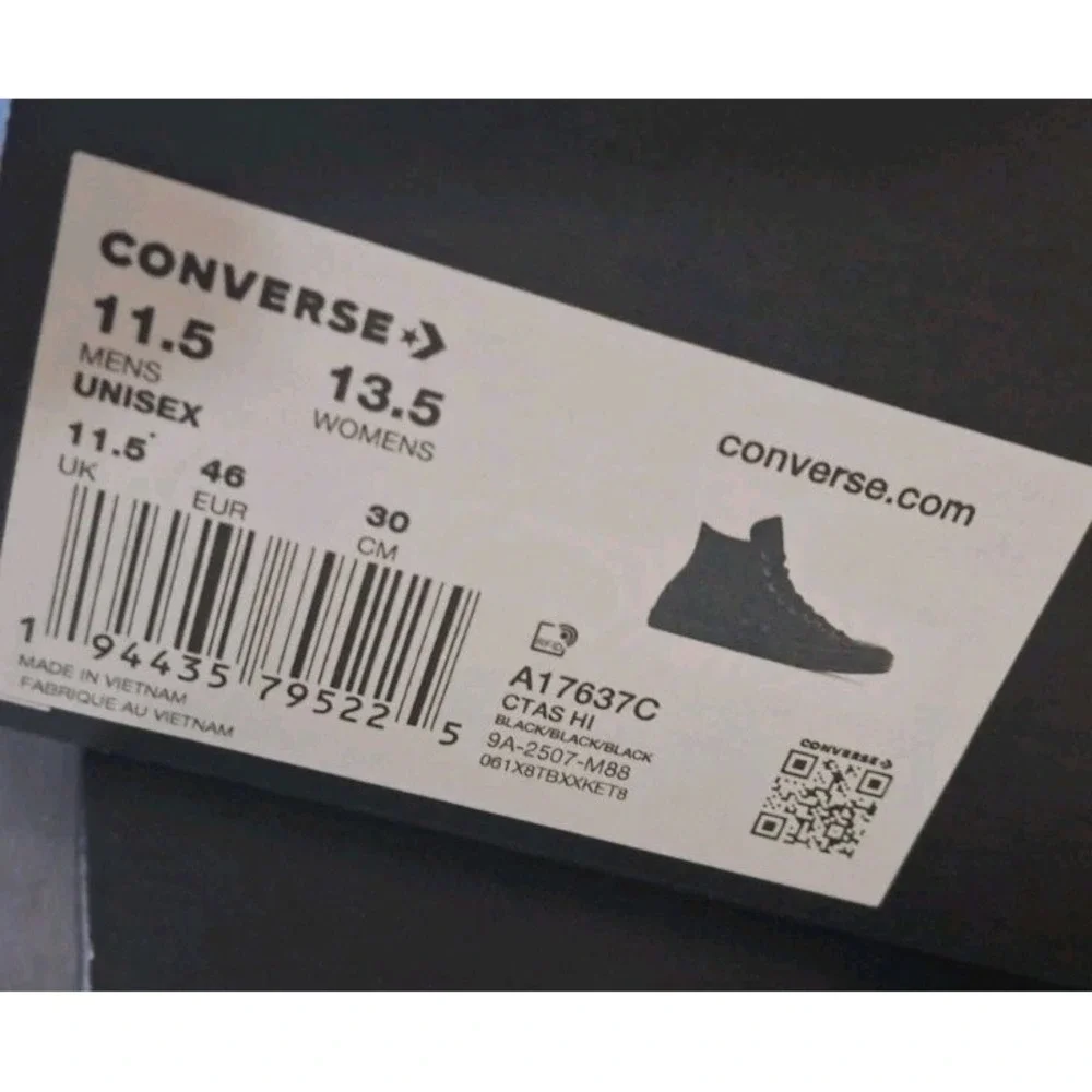 Converse Chuck Taylor Winter Water-Repellent Hi Black Leather Men Sz 11.5 Rare